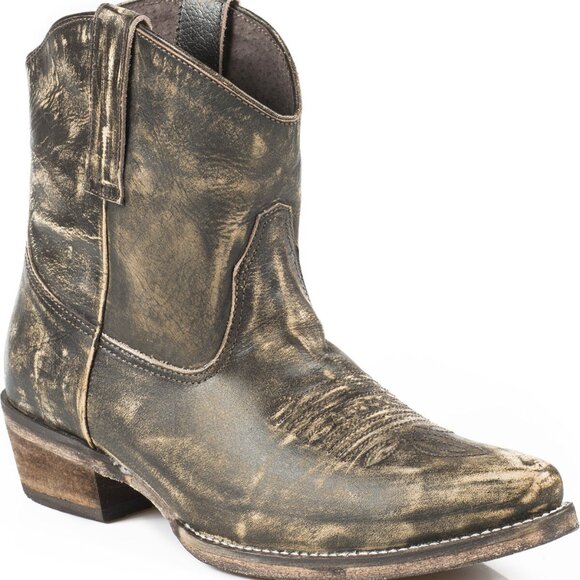 Roper Dusty Distressed Booties Women's 6 Leather Western Snip Toe Ankle Boots - Picture 1 of 11